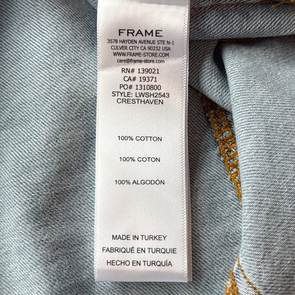 FRAME Button Front Denim Vest- Light Wash - Picture 5 of 7